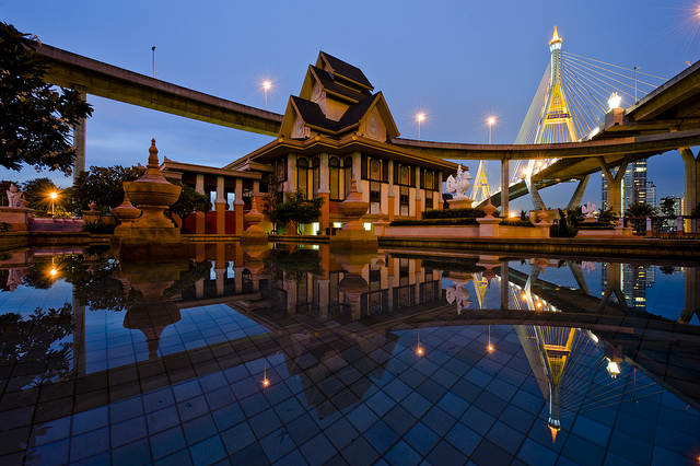 Saphan Bhumibol at Dusk - Bangkok