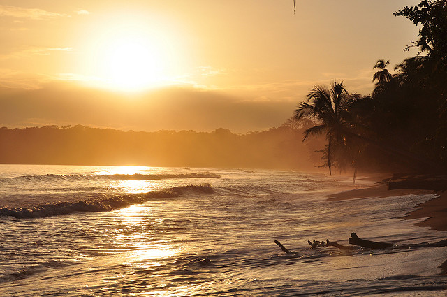 Golden sunrise in Cahuita, Costa Rica